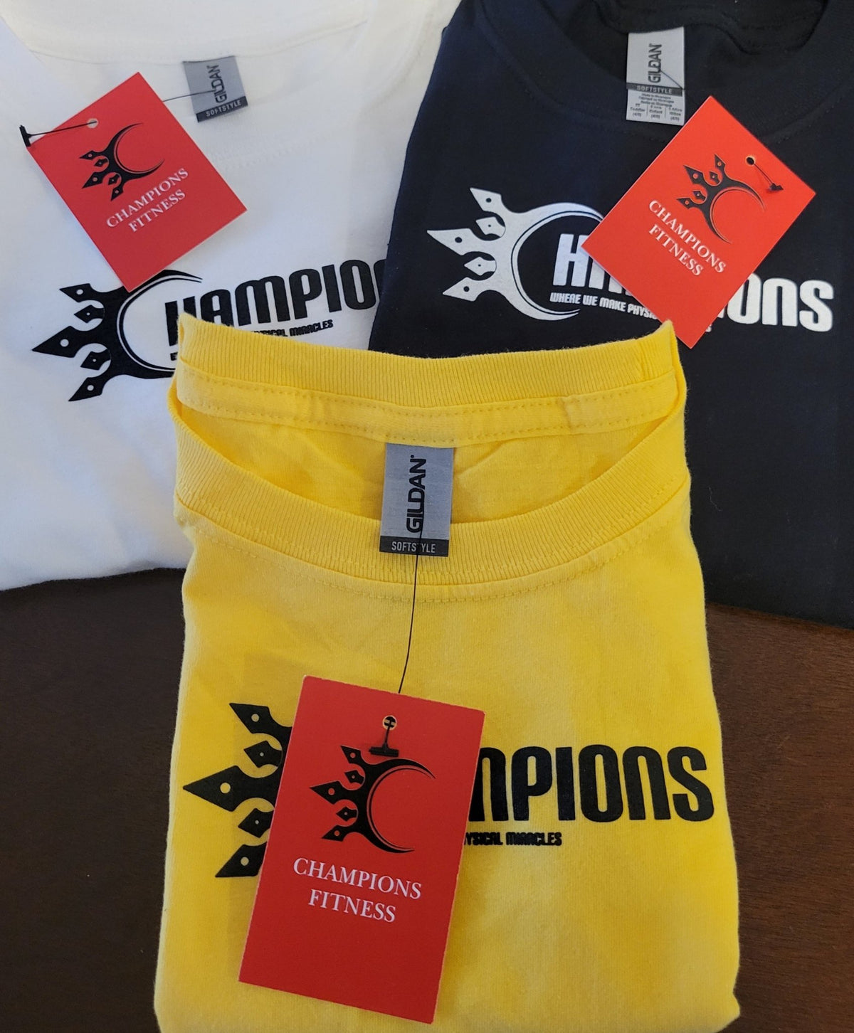 Champions brand kids T-shirt - available in White Black Yellow and Blue