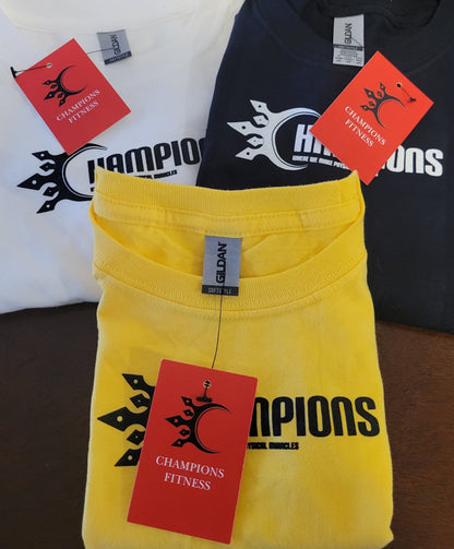 Champions brand kids T-shirt - available in White Black Yellow and Blue