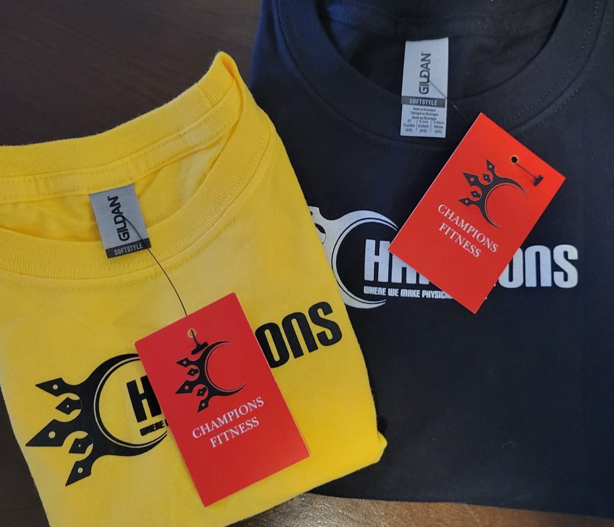 Champions Physical Fitness youth apparel - kids fitness shirt multiple colors